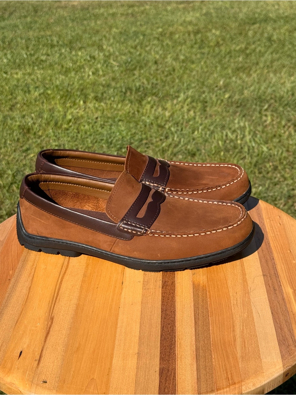 Men's Sperry Monterey Memory Foam Brown Casual Penny Loafers - Slip-On Comfort - Picture 4 of 9